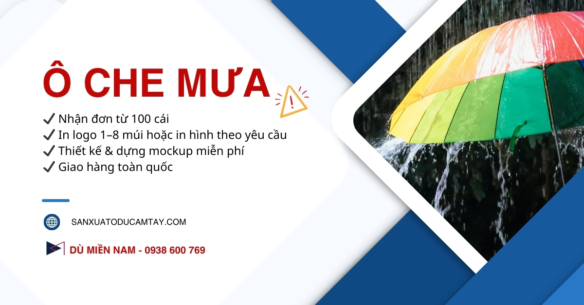 Ô dù che mưa in logo công ty - sản xuất theo yêu cầu