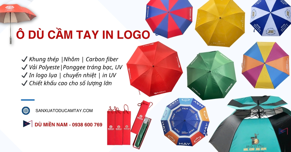 Dù Cầm Tay In Logo – Sản Xuất Ô Dù Quảng Cáo Giá Xưởng Số Lượng Lớn