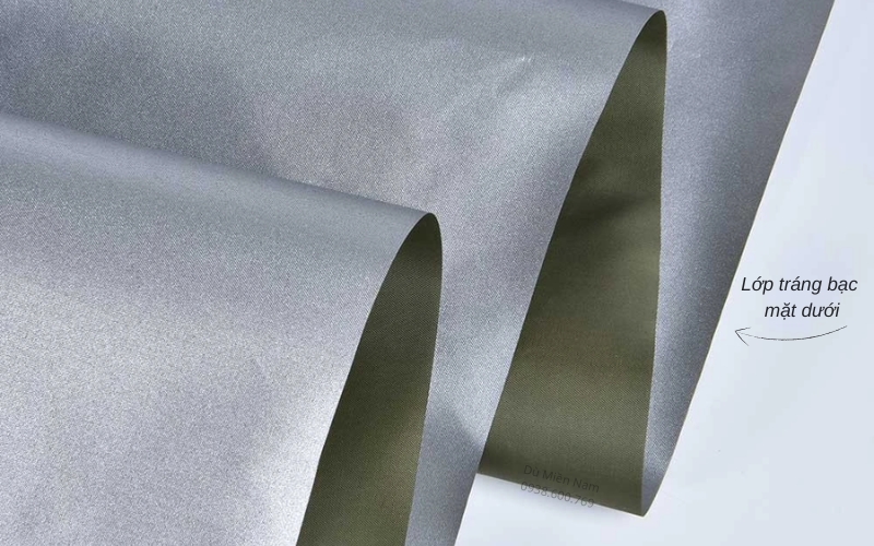 Vải Polyester tráng bạc mặt dưới làm ô che nắng che mưa