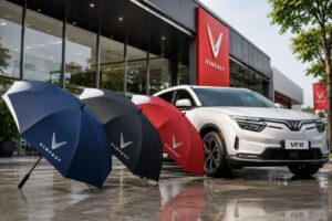 Vì sao showroom ô tô nào cũng có dù thương hiệu.